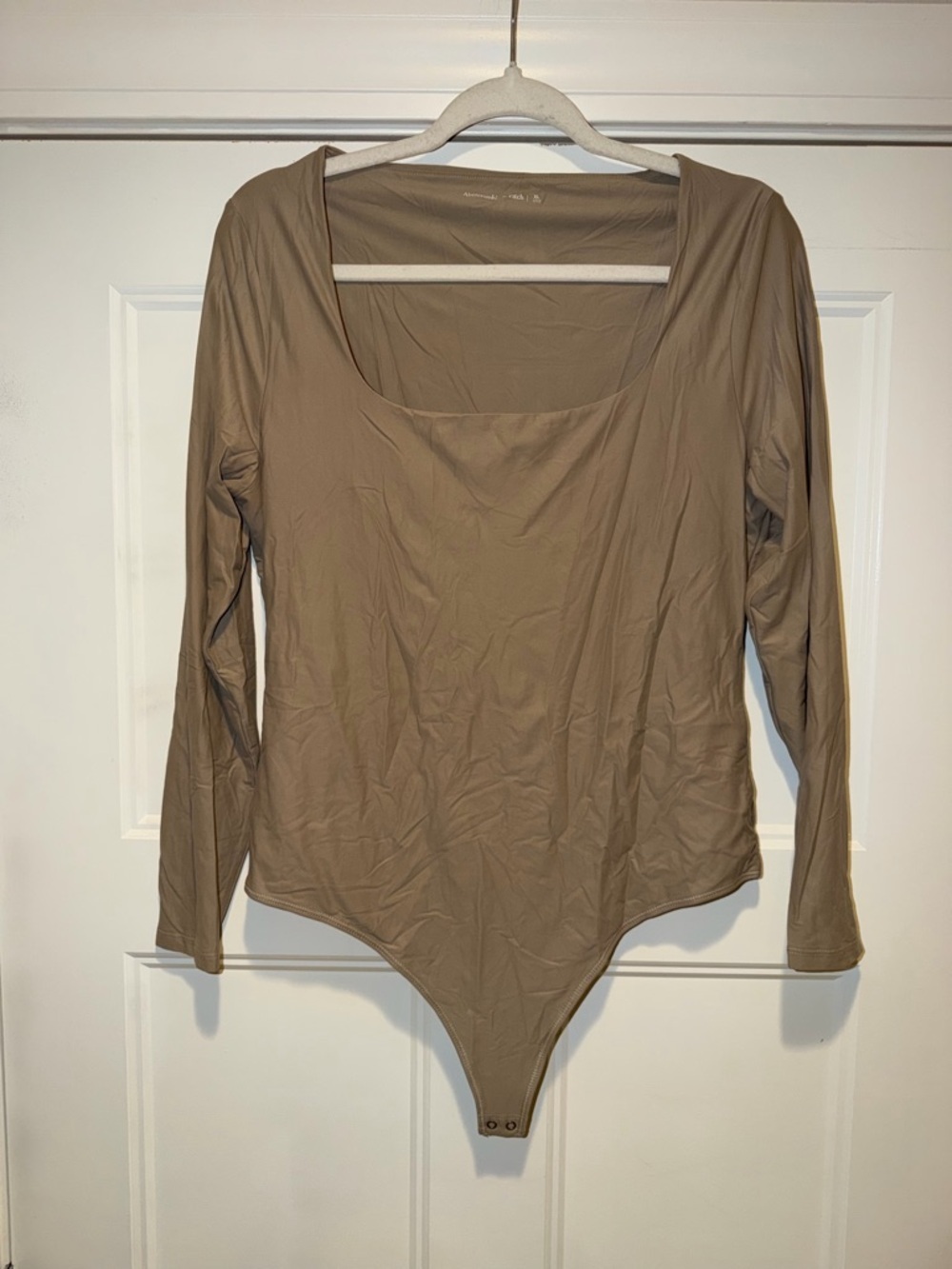 Abercrombie & Fitch Long Sleeve Square Neck Bodysuit - Taupe Brown